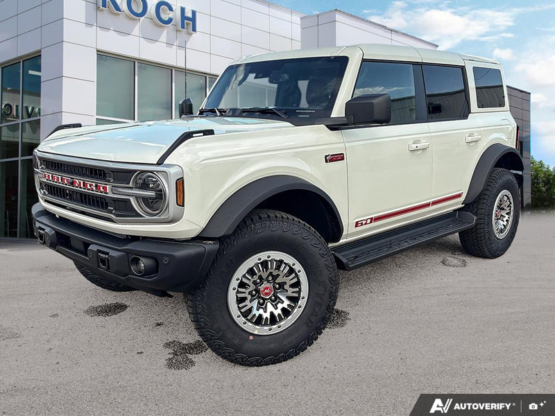NEW 2026 Ford Bronco Outer Banks 60th Anniversary Edition - Wimbledon White Exterior / BLACK ONYX-LEATHER/VINYL Interior - $78,930 - Stock #E60989 - VIN 1FMEE8BP8TLB22474 - Photo 1