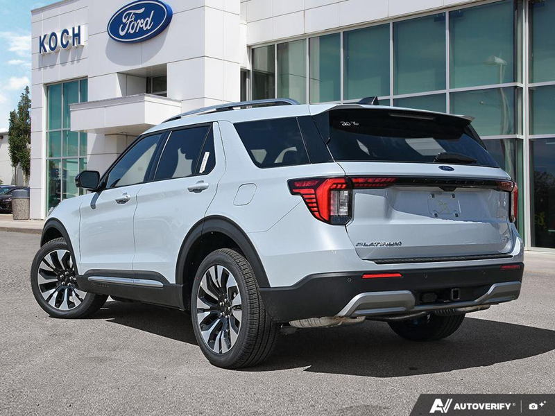 NEW 2026 Ford Explorer Platinum - Space White Metallic Exterior / MOJAVE DUSK, PREM. LEATHER SEATING SURFACES SPORT CAPTAIN CHAIRS Interior - $63,736 - Stock #E61068 - VIN 1FMUK8HH6TGC34056 - Photo 4