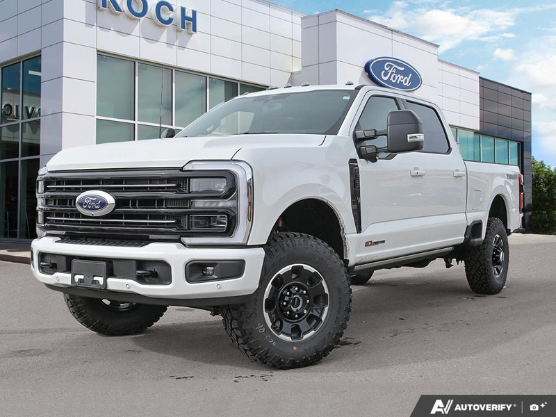 NEW 2026 Ford F-350 Super Duty Platinum Tremor - Star White Tri-coat Metallic Exterior / BLACK ONYX/BLUE LEATHER Interior - $127,253 - Stock #E60436 - VIN 1FT8W3BM9TEE06076 - Photo 1