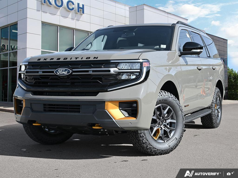 NEW 2027 Ford Expedition Tremor - Marsh Grey Exterior / BLACK ONYX/ELECTRIC SPICE, LEATHER-TRIMMED HEATED & VENTILATED F Interior - $115,344 - Stock #E70010 - VIN 1FMJU1RG7VEA00811 - Photo 1
